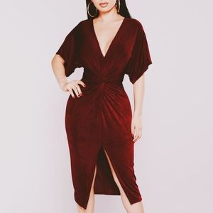 Burgundy Knot Dress - Size XL